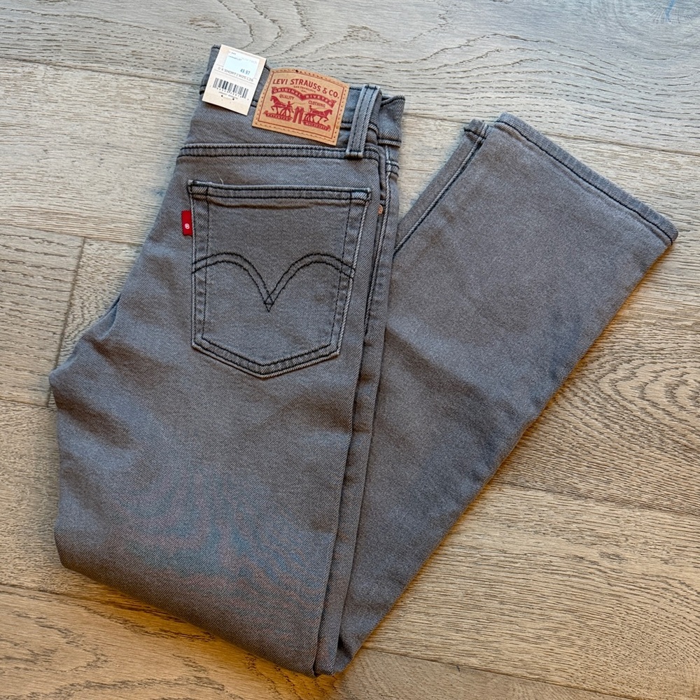 NWT Levi's 'Wedgie Straight' Charcoal Gray (“Well Worn”) Straight Leg Jeans (25)